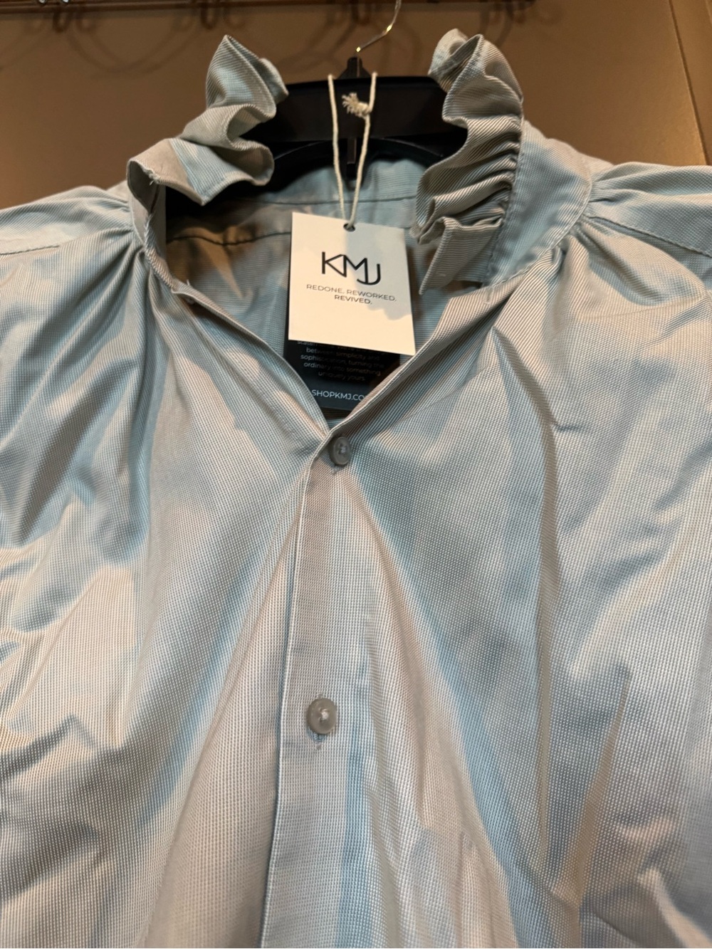 KMJ Kate McHale Jensen Quarantina Light Green One-of-a-Kind Shirt XS - Picture 3 of 11